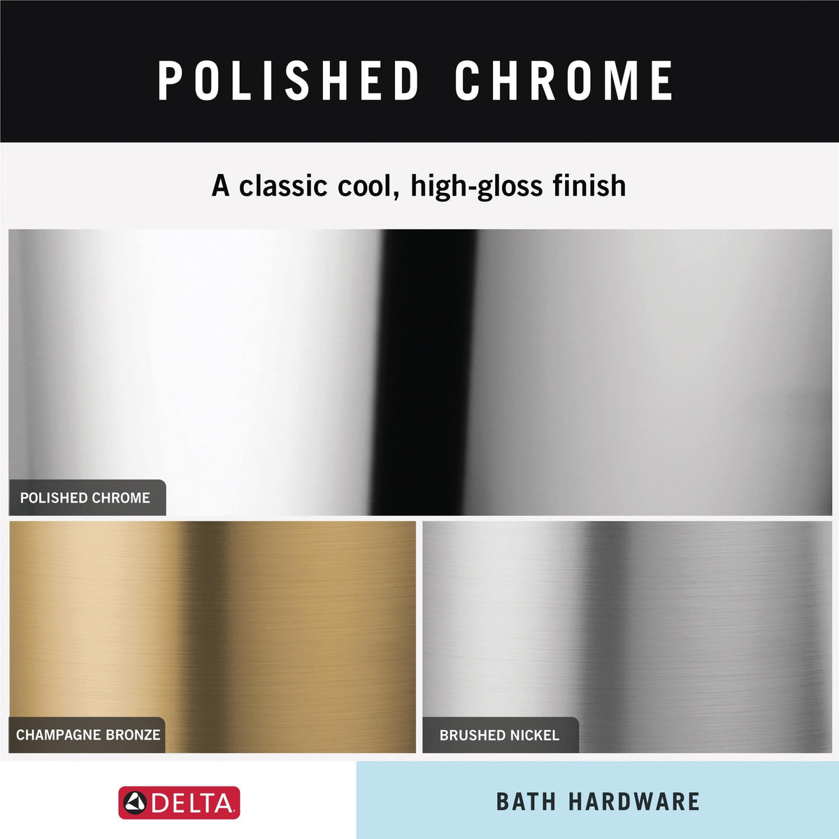 Delta Foundations 3-Piece Decorative Bathroom Hardware Set, Polished Chrome, 24-in Towel Bar