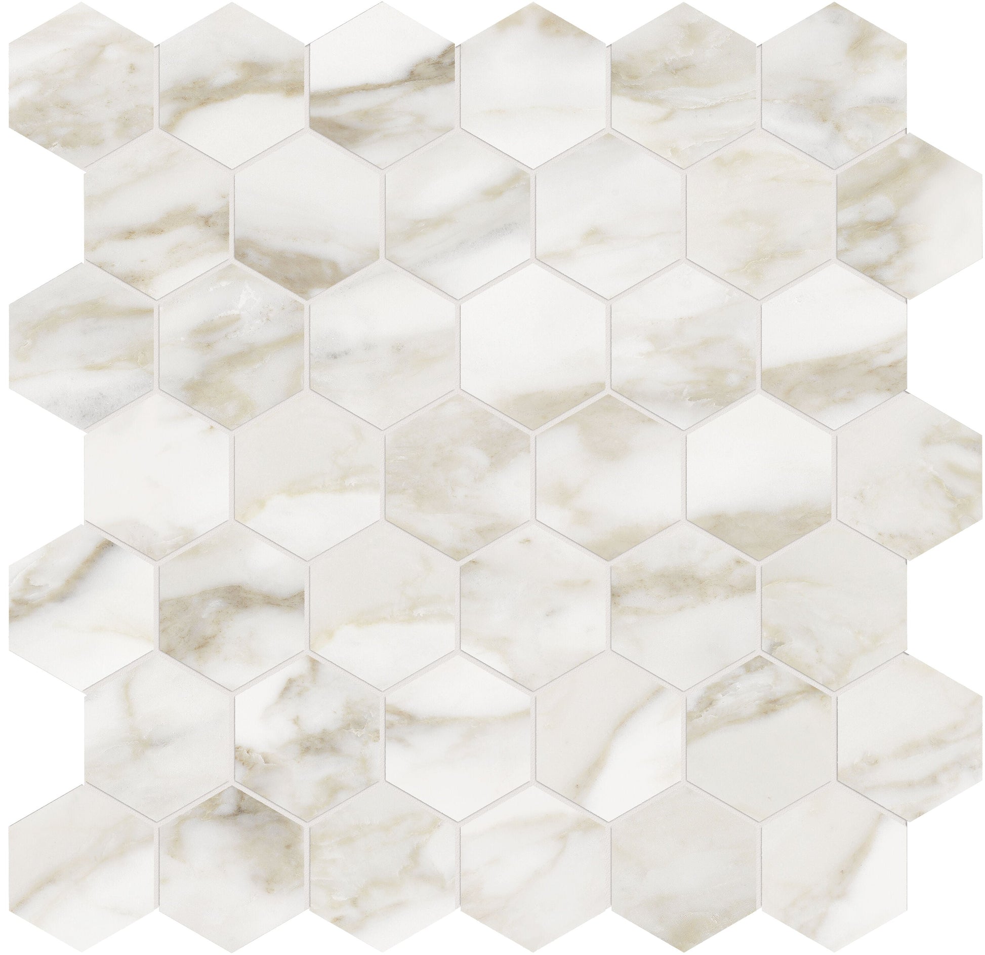 Satori La Marca Calacatta Paonazzo 12-in x 12-in Honed Porcelain Marble look Hexagon Mosaic Floor and Wall Tile product image