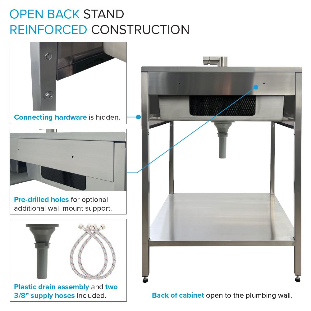 Transolid Brushed Satin Freestanding Laundry Sink with Dual-Spray Faucet