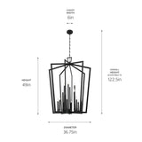 Kichler Abbotswell 16-Light Black Traditional Lantern Led, Large Hanging Pendant Light