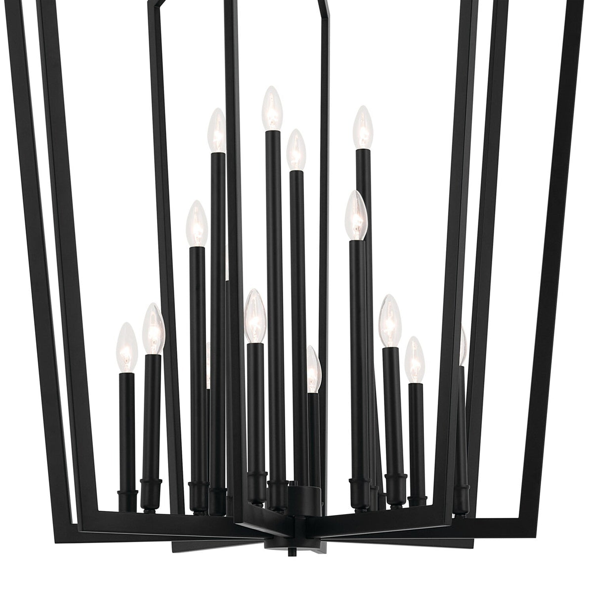 Kichler Abbotswell 16-Light Black Traditional Lantern Led, Large Hanging Pendant Light