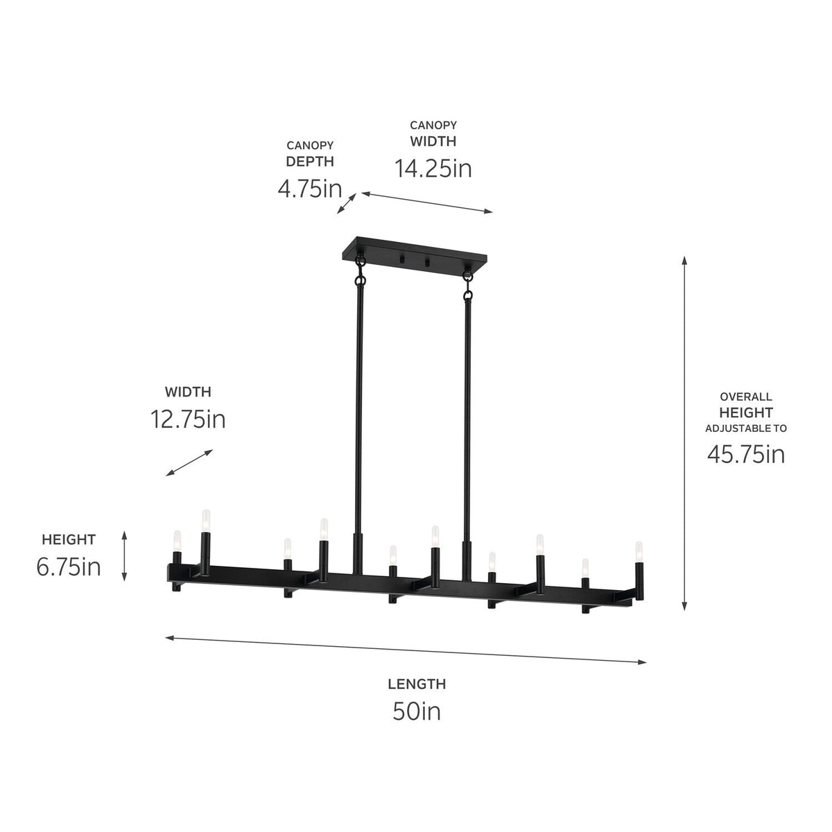 Kichler Erzo 10-Light Black Modern/Contemporary Chandelier