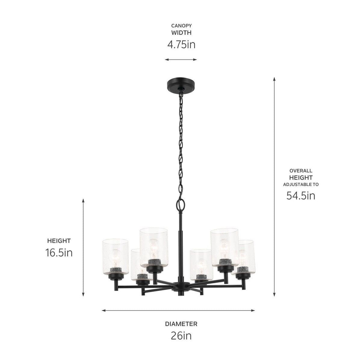 Kichler Winslow 6-Light Black Industrial Chandelier