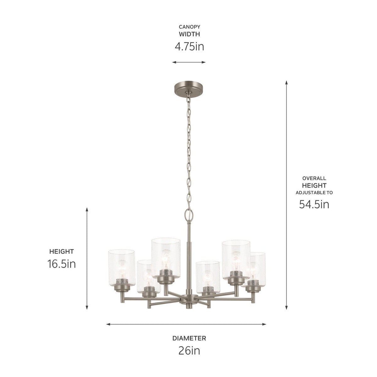 Kichler Winslow 6-Light Brushed Nickel Industrial Chandelier