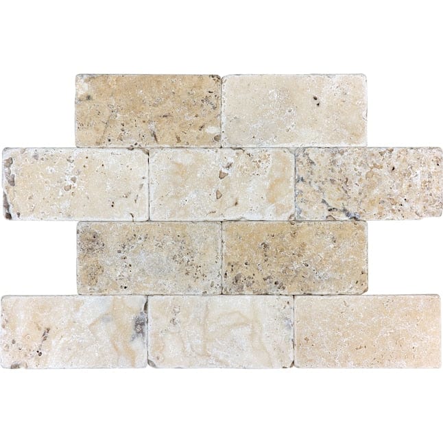 Anatolia Picasso 3-in x 6-in Tumbled Natural Stone Travertine Brick Stone Look Floor and Wall Tile (5.38-sq. ft/ Carton)