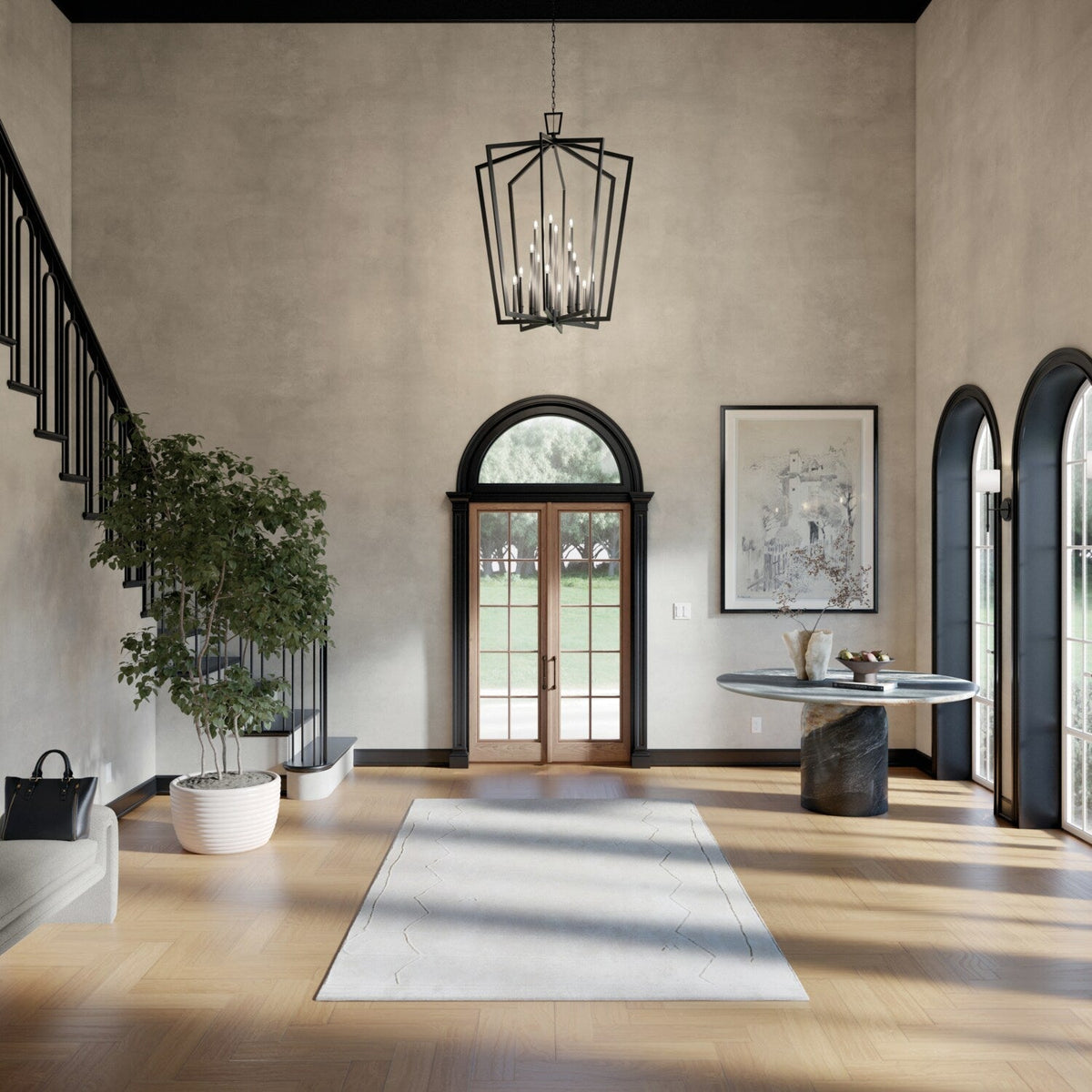 Kichler Abbotswell 16-Light Black Traditional Lantern Led, Large Hanging Pendant Light