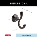Delta Ashlyn Double Towel Hook, Rubbed Bronze II, Wall-Mount (4.95 in H x 4.29 in D)