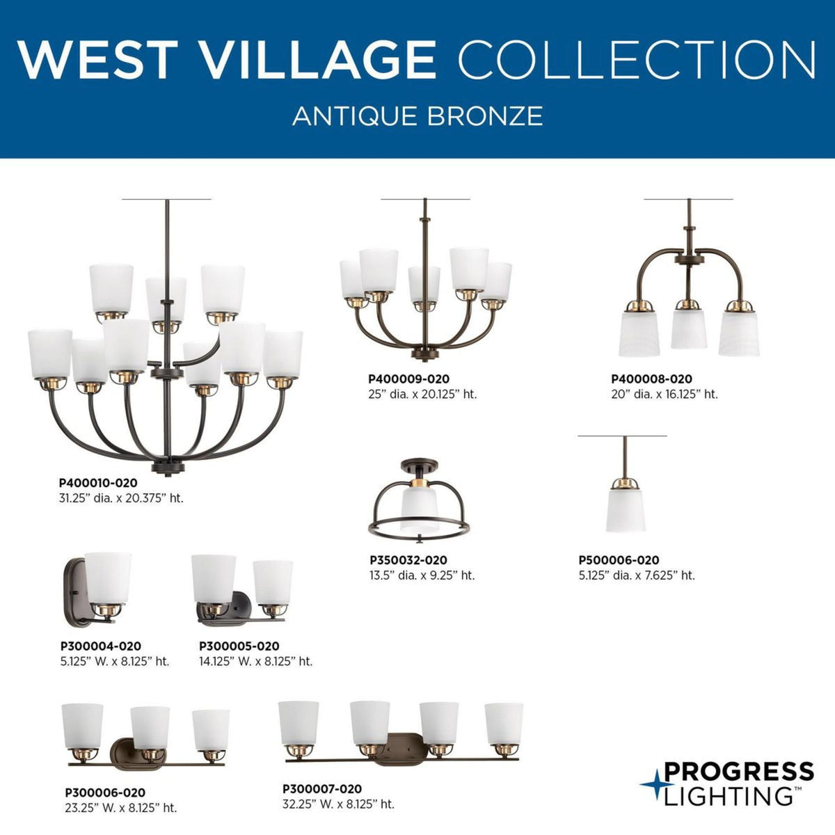 Progress Lighting West Village 5-Light Antique Bronze Transitional Chandelier