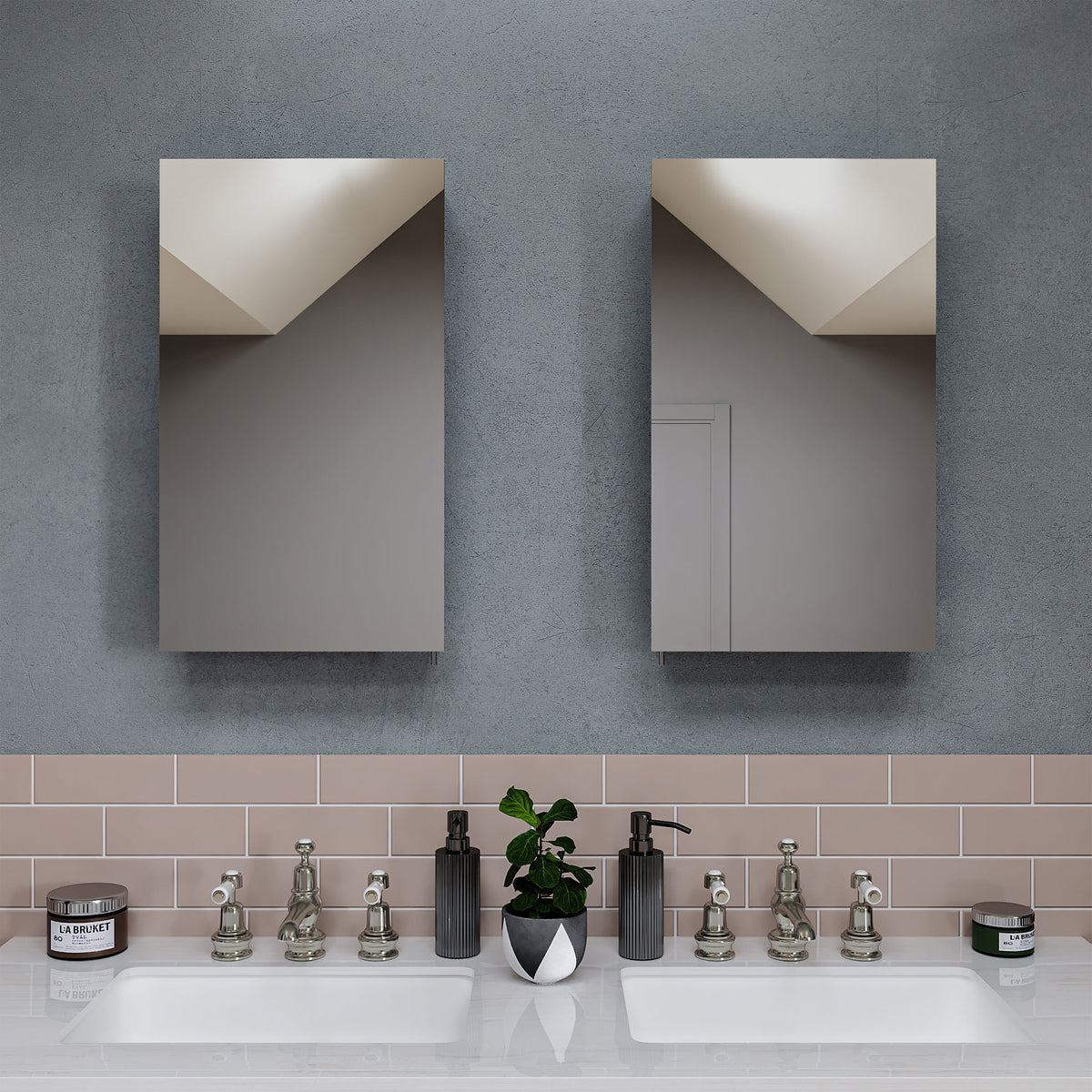Croydex 15-in x 25-in Surface/Recessed Mount Silver Mirrored Soft Close Medicine Cabinet