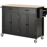 Nestfair Black Wood Base with Mdf Wood Top Rolling Kitchen Island (18.5-in x 54.33-in x 36.22-in)