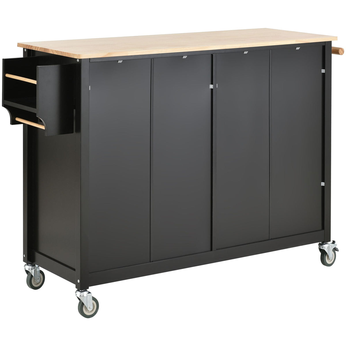 Nestfair Black Wood Base with Mdf Wood Top Rolling Kitchen Island (18.5-in x 54.33-in x 36.22-in)