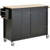 Nestfair Black Wood Base with Mdf Wood Top Rolling Kitchen Island (18.5-in x 54.33-in x 36.22-in)