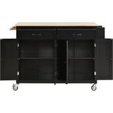 Nestfair Black Wood Base with Mdf Wood Top Rolling Kitchen Island (18.5-in x 54.33-in x 36.22-in)