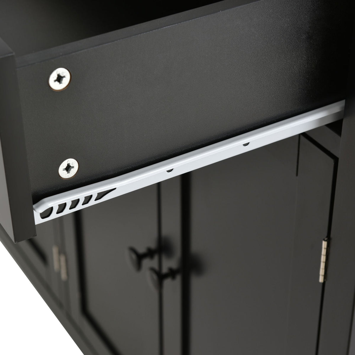 Nestfair Black Wood Base with Mdf Wood Top Rolling Kitchen Island (18.5-in x 54.33-in x 36.22-in)