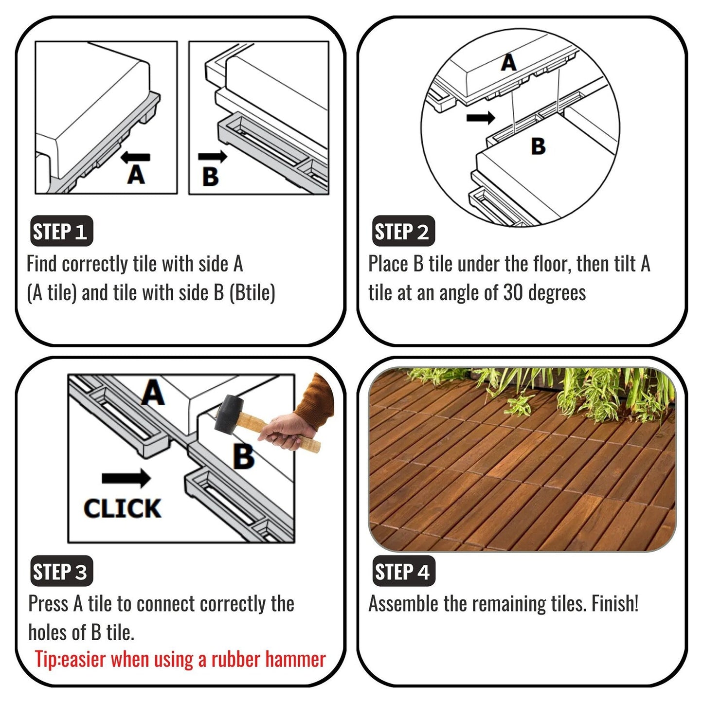 Maocao Hoom 12-in x 12-in Brown Prefinished Pressure Treated Wood Deck Tile (10-sq ft)
