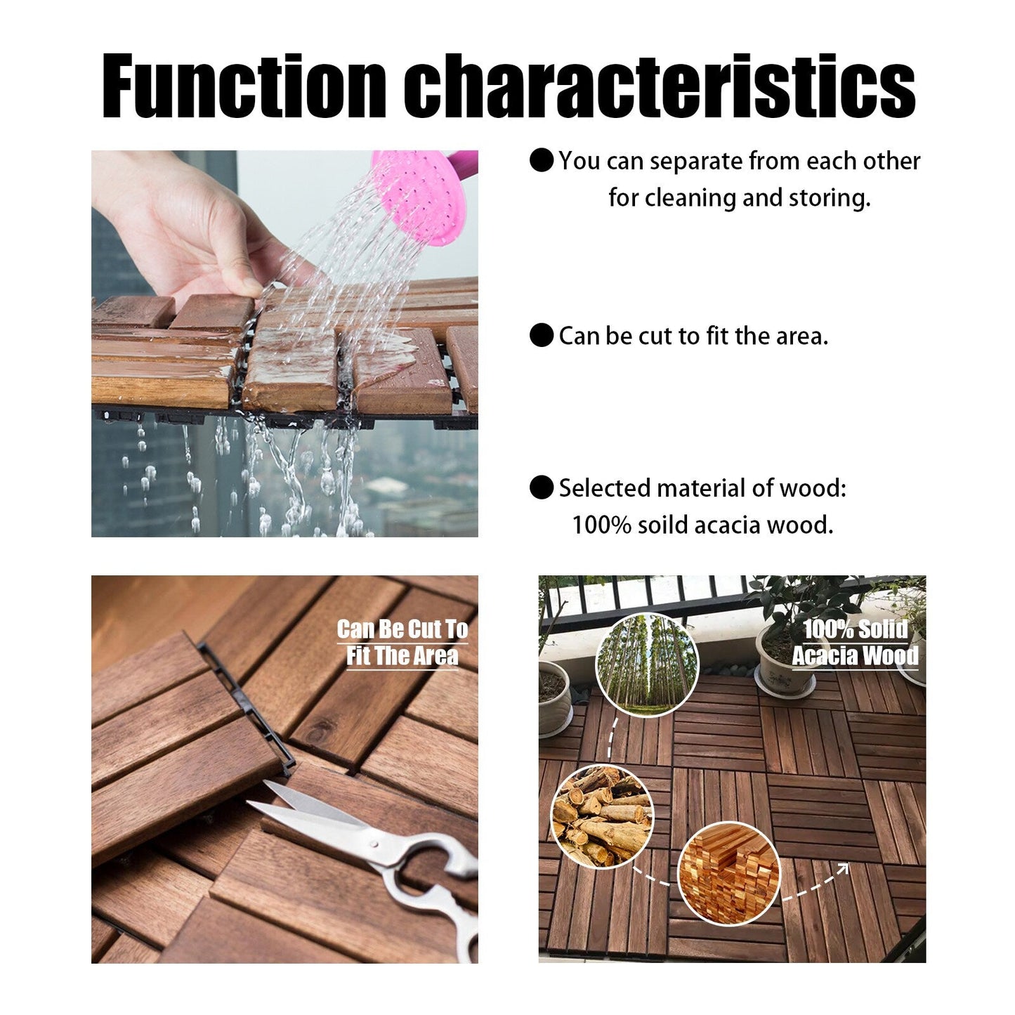 Maocao Hoom 12-in x 12-in Brown Prefinished Pressure Treated Wood Deck Tile (10-sq ft)