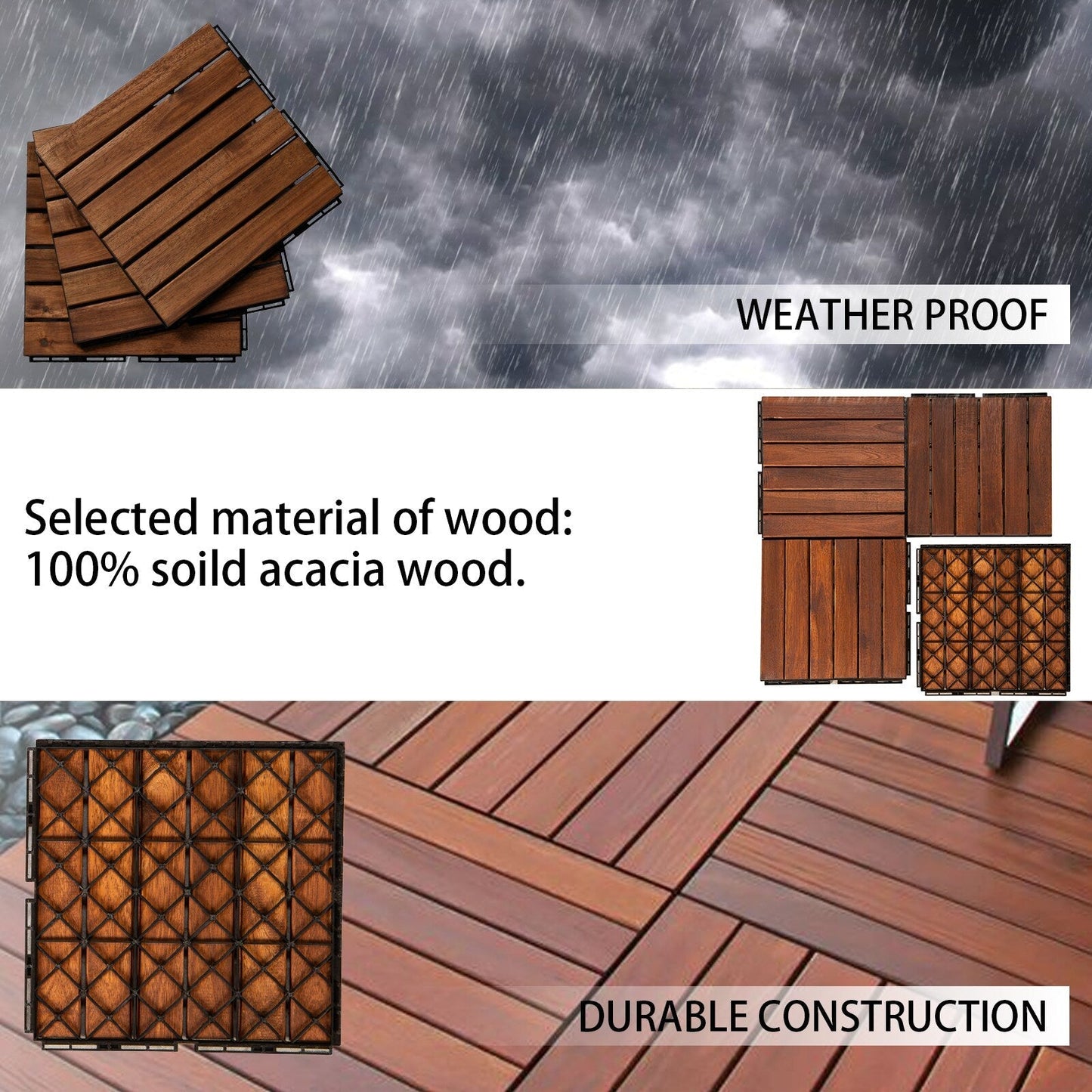 Maocao Hoom 12-in x 12-in Brown Prefinished Pressure Treated Wood Deck Tile (10-sq ft)