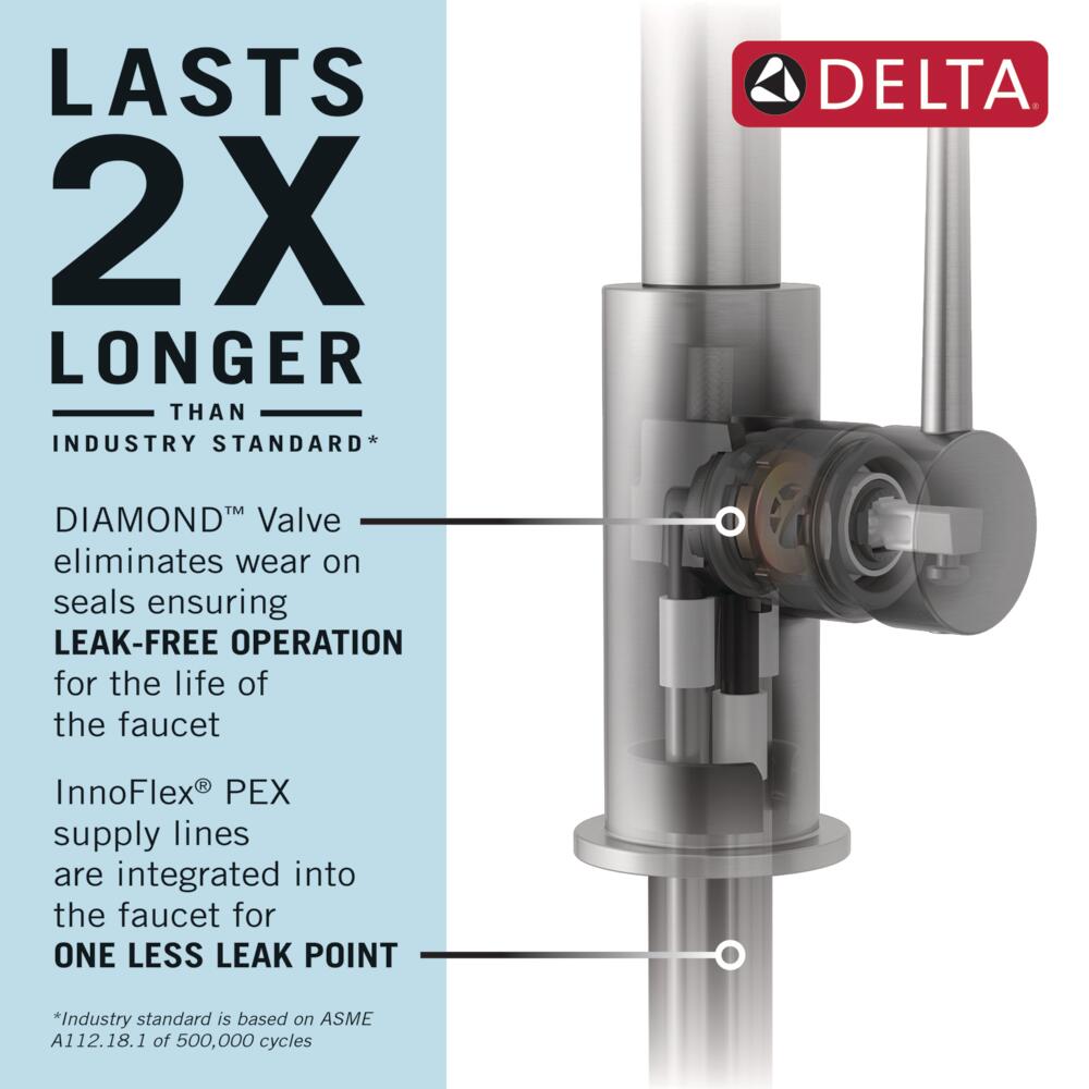 Delta Ashton Touch2O Stainless 1-Handle Deck-Mount Pull-Down Touch Kitchen Faucet with Deck Plate