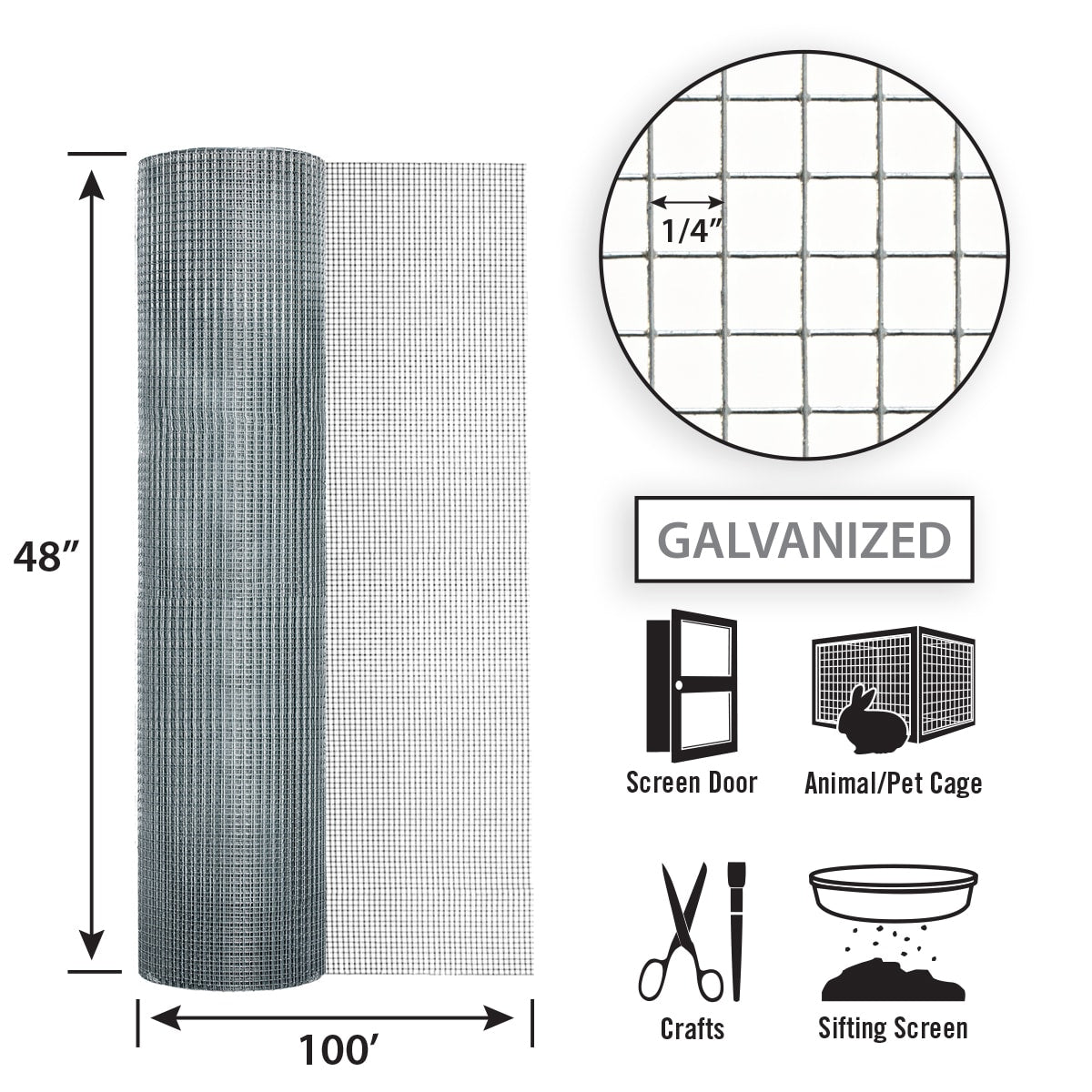 GARDEN CRAFT Silver Steel Woven Wire Rolled Fencing 100ft x 4ft