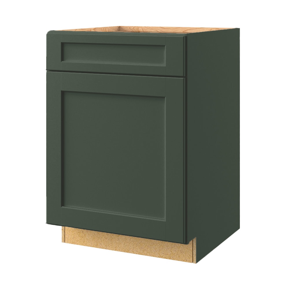 allen + roth Galway 24-in W x 34.5-in H x 24-in D Sage 1-Drawer Base Fully Assembled Cabinet (Flat Panel Shaker Style)