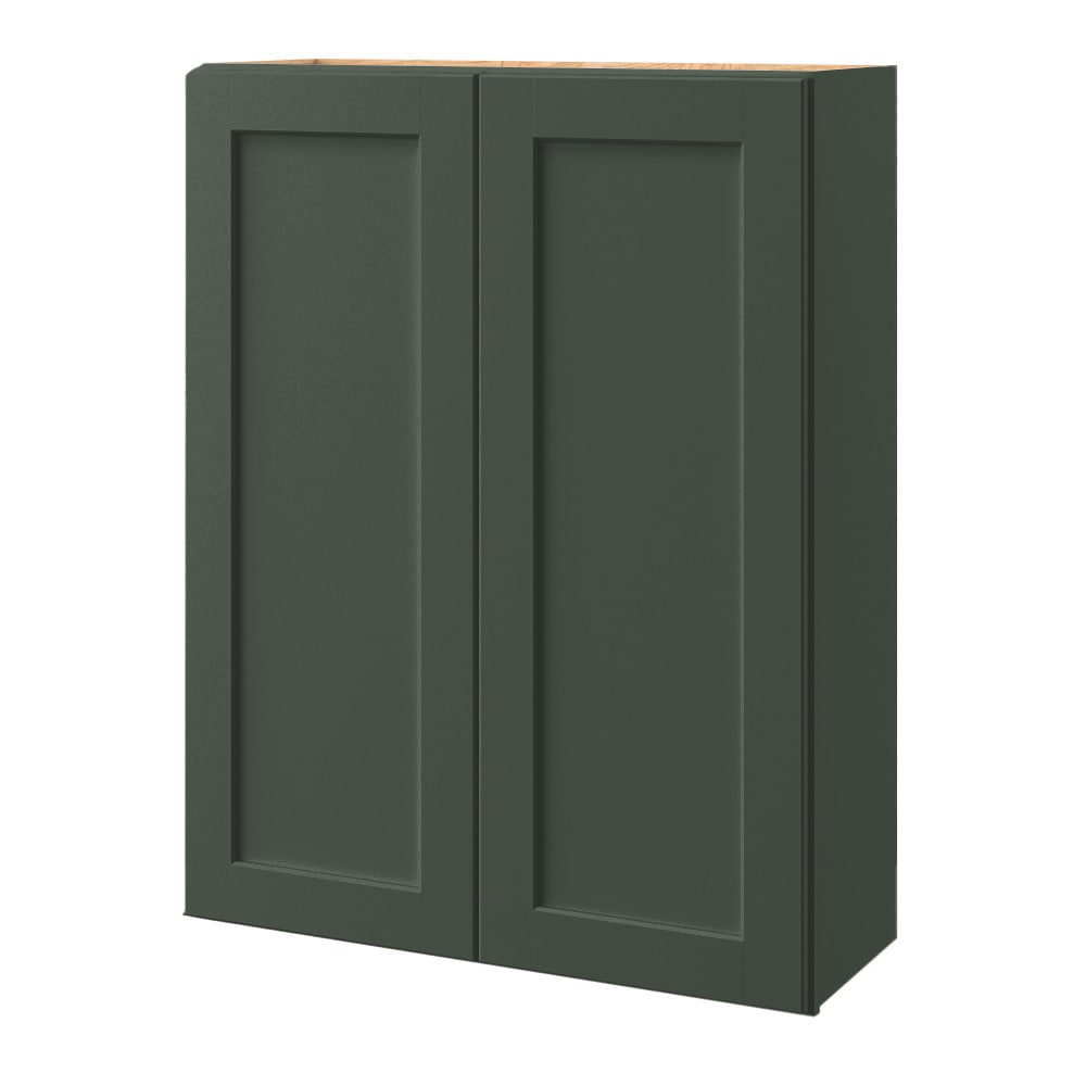 allen + roth Galway 33-in W x 39-in H x 12-in D Sage Wall Fully Assembled Cabinet (Flat Panel Square Door Style)