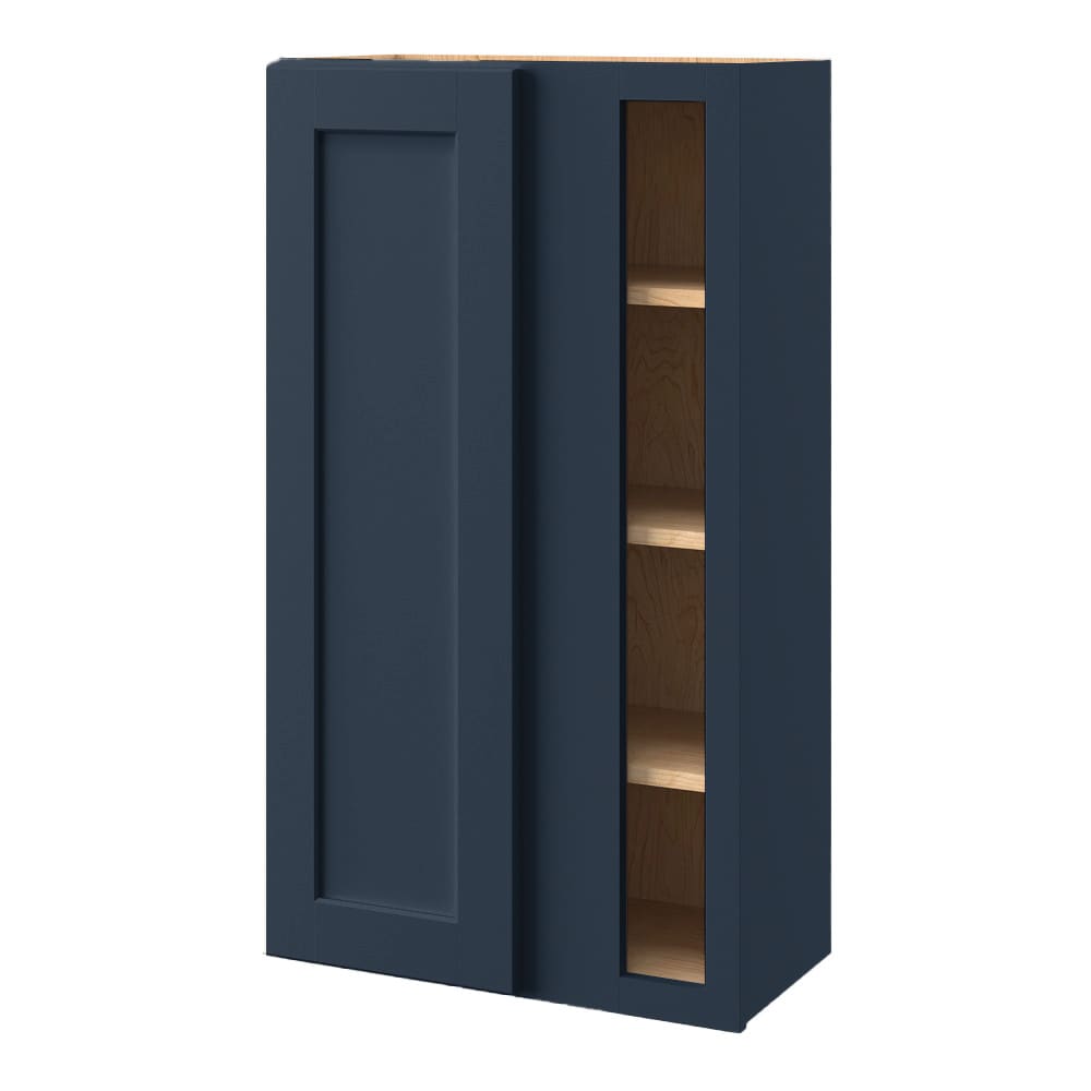 allen + roth Port 24-in W x 39.125-in H x 12-in D Navy Blind Corner Wall Fully Assembled Cabinet (Flat Panel Shaker Style)