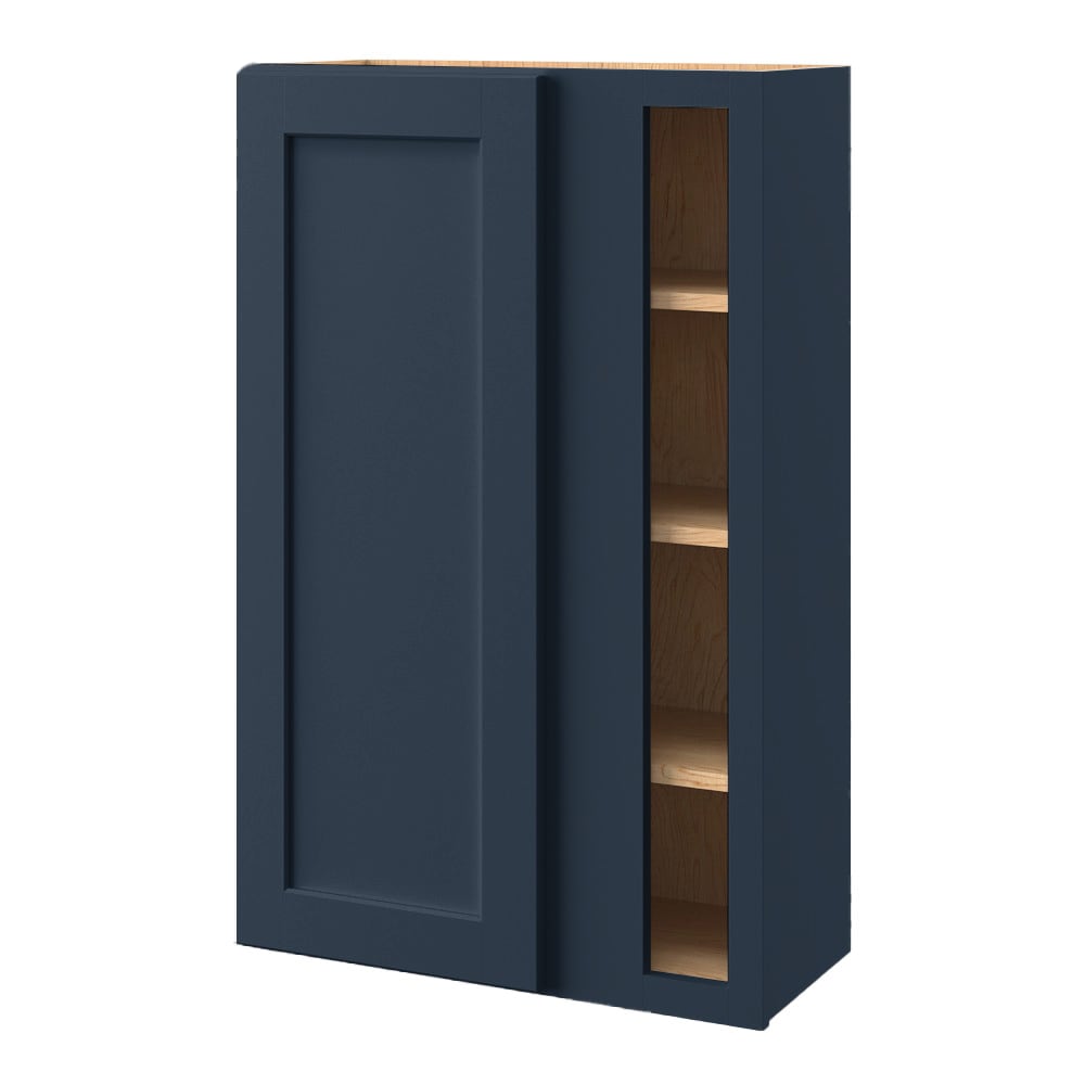 allen + roth Port 27-in W x 42.125-in H x 12-in D Navy Blind Corner Wall Fully Assembled Cabinet (Flat Panel Shaker Style)