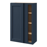 allen + roth Port 27-in W x 39.125-in H x 12-in D Navy Blind Corner Wall Fully Assembled Cabinet (Flat Panel Shaker Style)