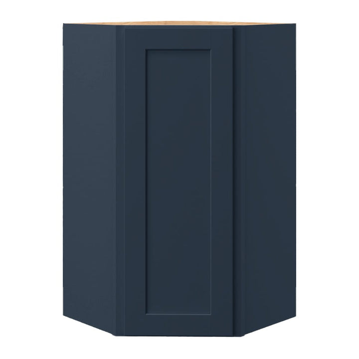allen + roth Port 24-in W x 42.125-in H x 12-in D Navy Diagonal Corner Wall Fully Assembled Cabinet (Flat Panel Shaker Style)