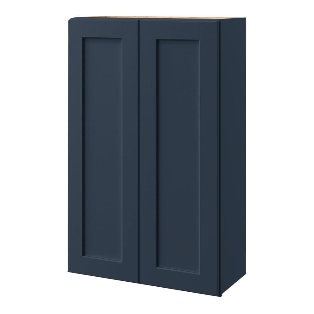 allen + roth Port 27-in W x 42-in H x 12-in D Navy Wall Fully Assembled Cabinet (Flat Panel Shaker Door Style)