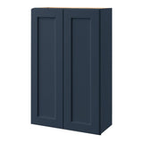 allen + roth Port 27-in W x 42-in H x 12-in D Navy Wall Fully Assembled Cabinet (Flat Panel Shaker Door Style)