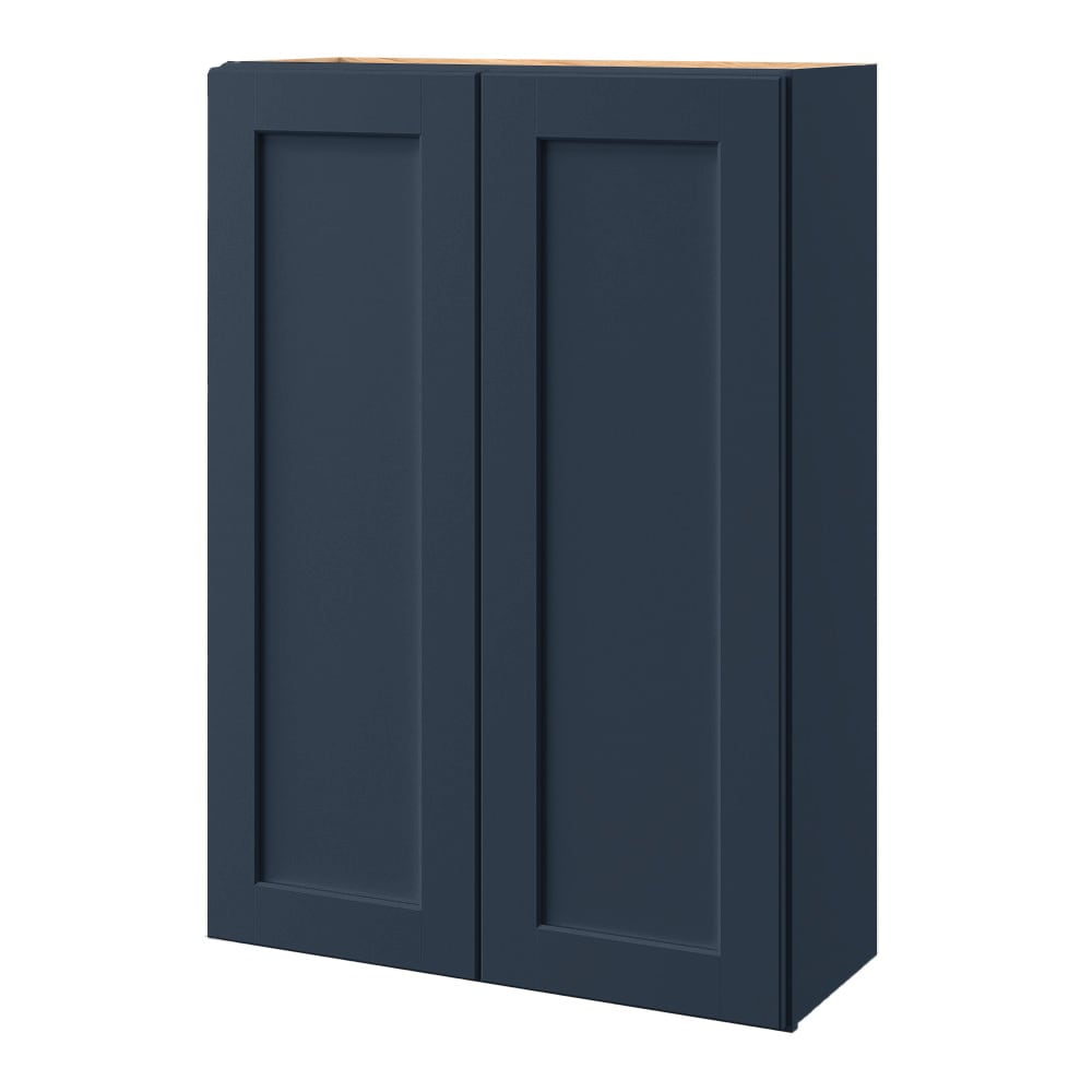 allen + roth Port 30-in W x 39-in H x 12-in D Navy Wall Fully Assembled Cabinet (Flat Panel Shaker Door Style)