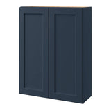 allen + roth Port 33-in W x 39-in H x 12-in D Navy Wall Fully Assembled Cabinet (Flat Panel Shaker Door Style)