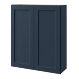 allen + roth Port 36-in W x 42-in H x 12-in D Navy Wall Fully Assembled Cabinet (Flat Panel Shaker Door Style)
