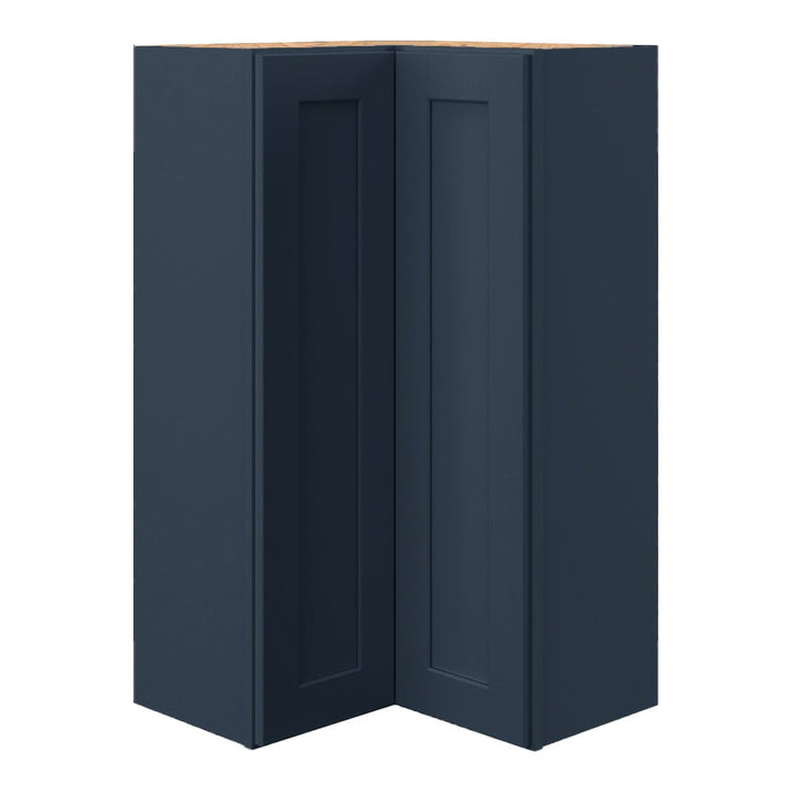 allen + roth Port 24-in W x 39.125-in H x 12-in D Navy Diagonal Corner Wall Fully Assembled Cabinet (Flat Panel Shaker Style)