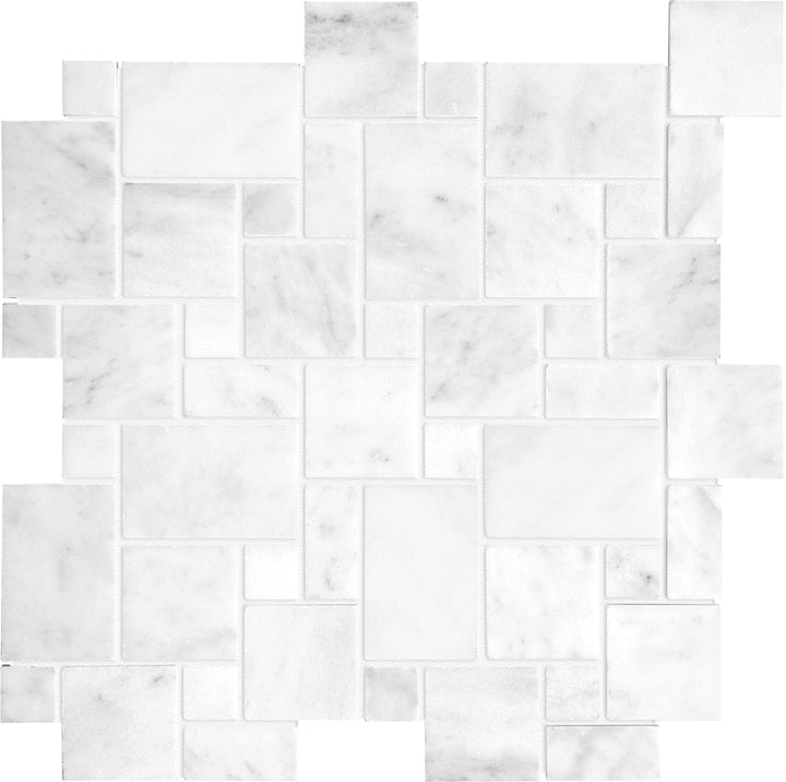 Satori Bianco Venatino 12-in x 12-in Honed Natural stone Marble Marble look Arabesque Mosaic Floor and Wall Tile product image