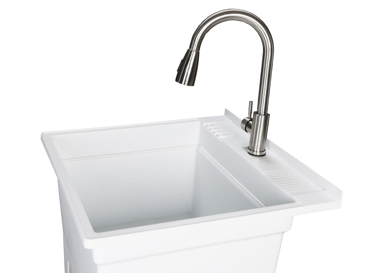 Project Source 24-in x 24-in White Freestanding Utility Tub with Faucet and Drain