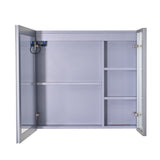 WELLFOR FLORA Solid Wood 30-in x 28-in Lighted LED Surface Mount Lavender Mirrored Soft Close Medicine Cabinet