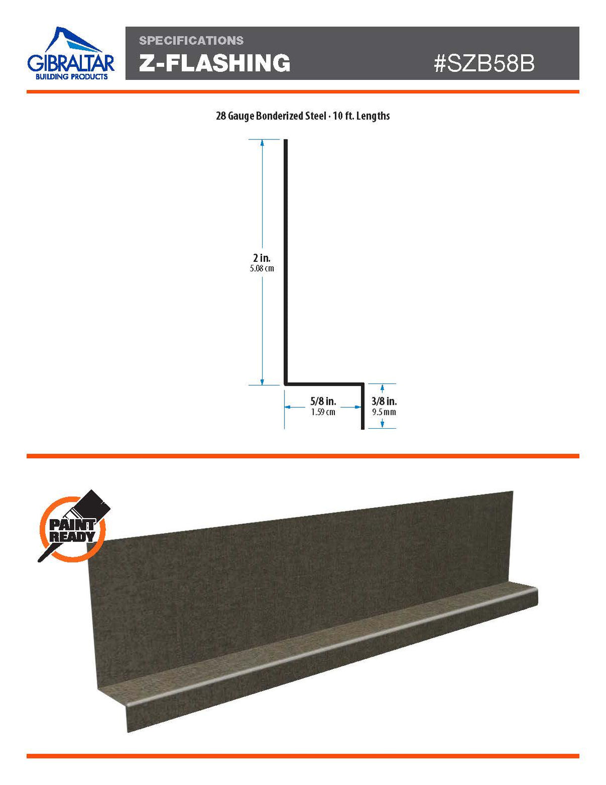 Gibraltar Building Products 0.62-in x 120-in Silver Galvanized Steel Step Flashing (28-Gauge, Paint-Ready)