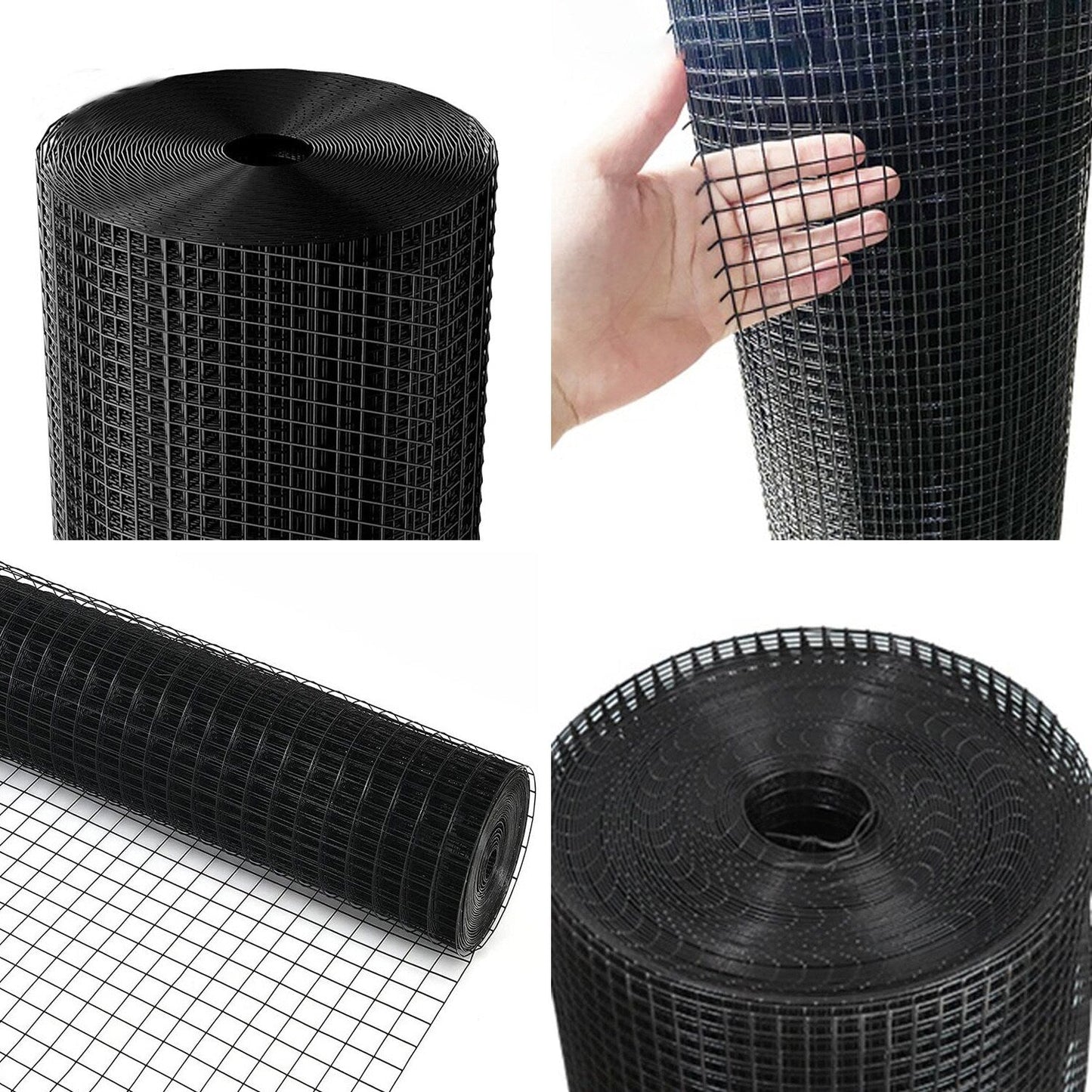 Bybafun 50-ft x 4-ft 17-Gauge Black PVC Coated Steel Welded Wire Rolled Fencing with Mesh Size 1/2-in x 1/2-in