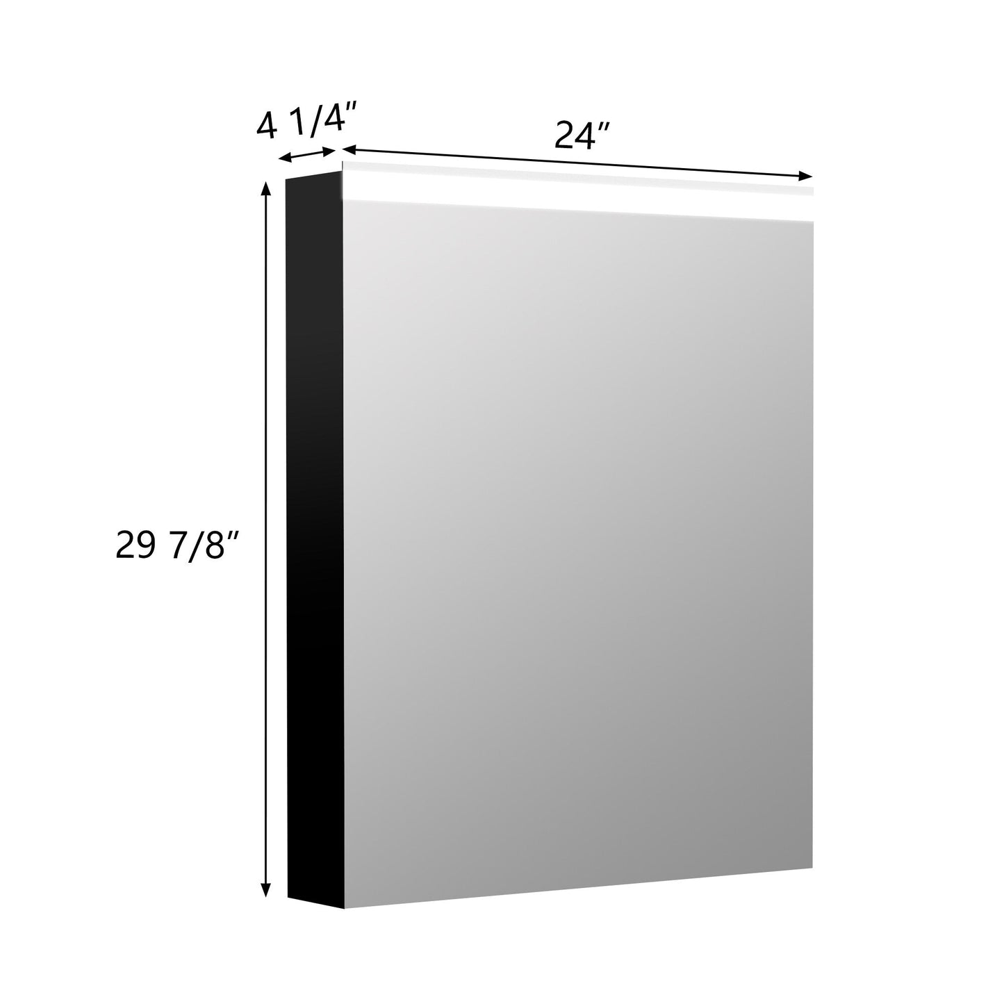 WELLFOR EX2 24-in x 30-in Lighted LED Surface Mount Matte Black Mirrored Soft Close Medicine Cabinet