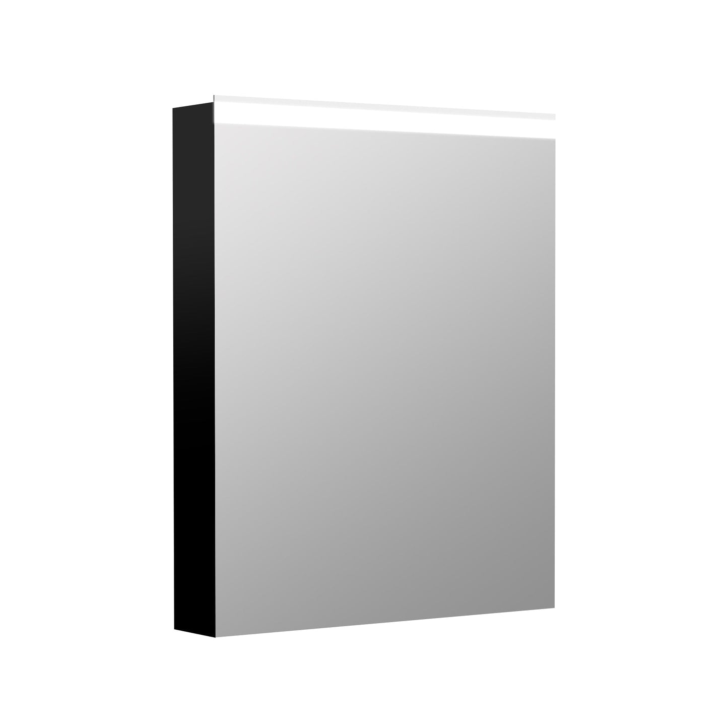 WELLFOR EX2 24-in x 30-in Lighted LED Surface Mount Matte Black Mirrored Soft Close Medicine Cabinet