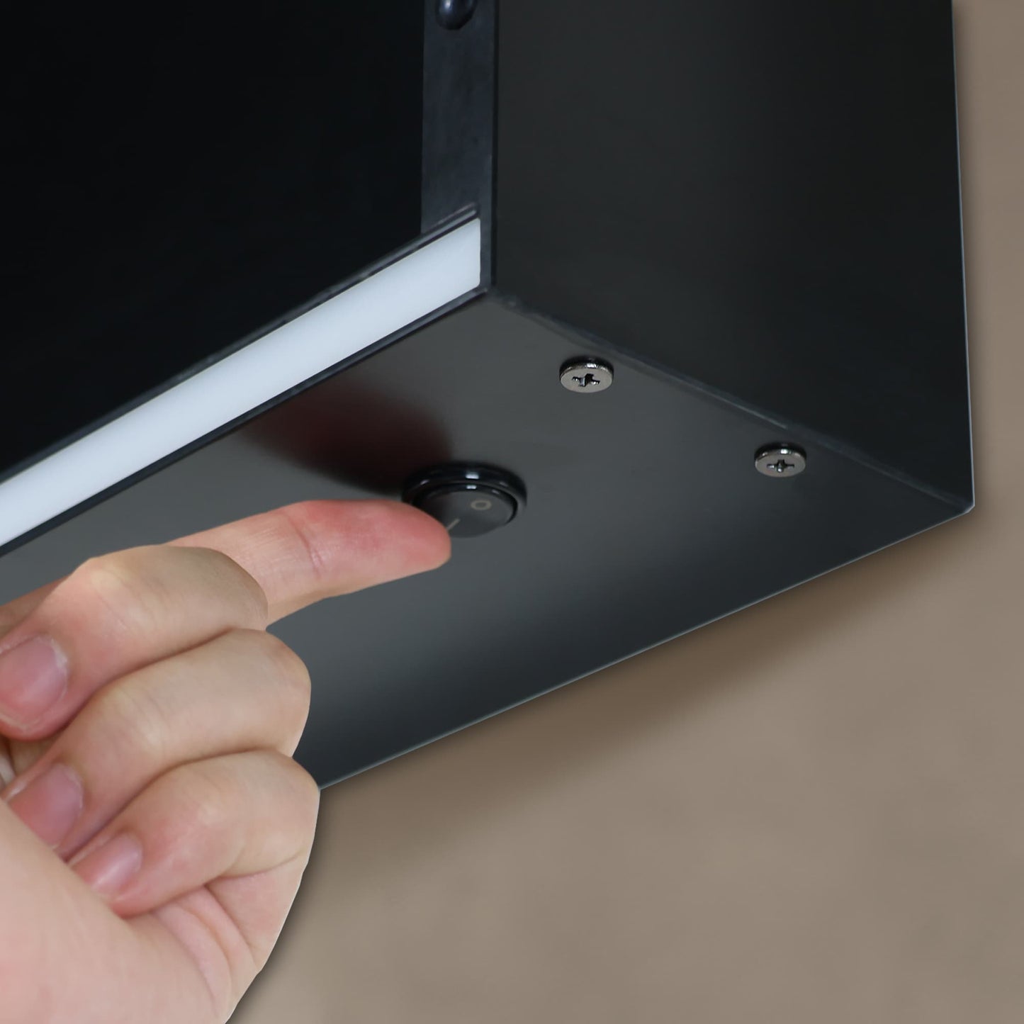 WELLFOR EX2 24-in x 30-in Lighted LED Surface Mount Matte Black Mirrored Soft Close Medicine Cabinet