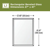 27 in. W x 41 in. H (L1) Frameless Rectangular Deluxe Glass Bathroom Vanity Mirror