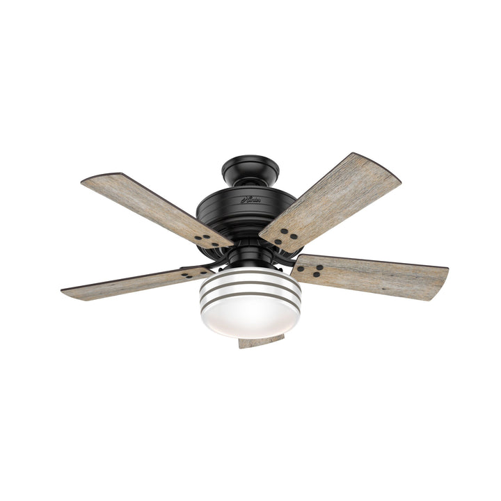 Hunter Cedar Key 44-in Matte Black LED Indoor/Outdoor Ceiling Fan with Remote (5-Blade)