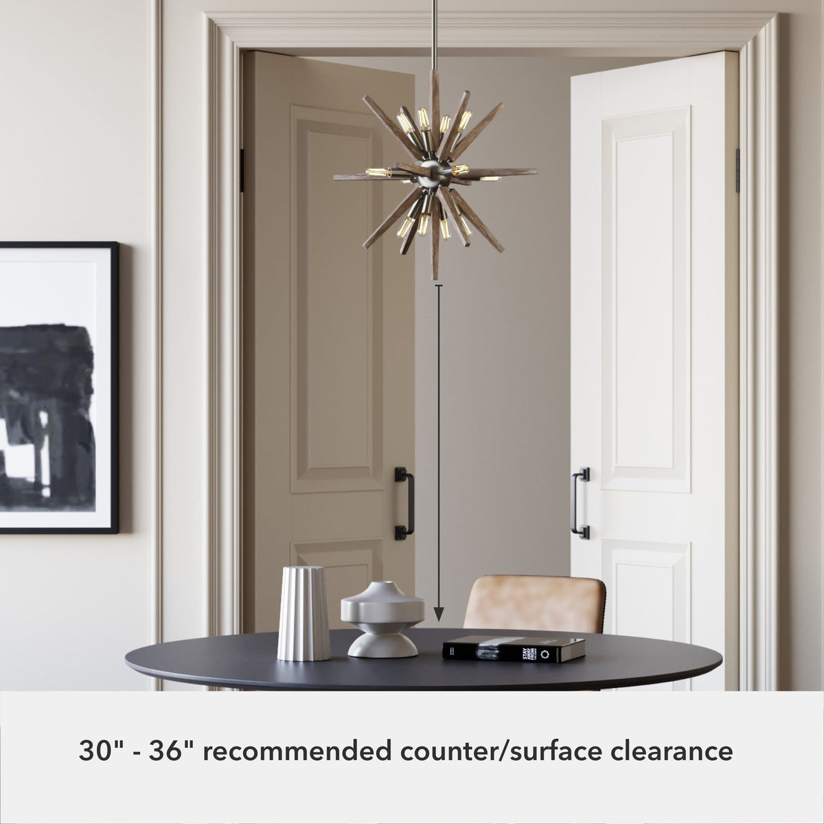 Hunter Jupiter Star 12-Light Brushed Nickel Mid-century Sputnik LED Medium Hanging Kitchen Island Light