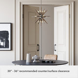 Hunter Jupiter Star 12-Light Brushed Nickel Mid-century Sputnik LED Medium Hanging Kitchen Island Light