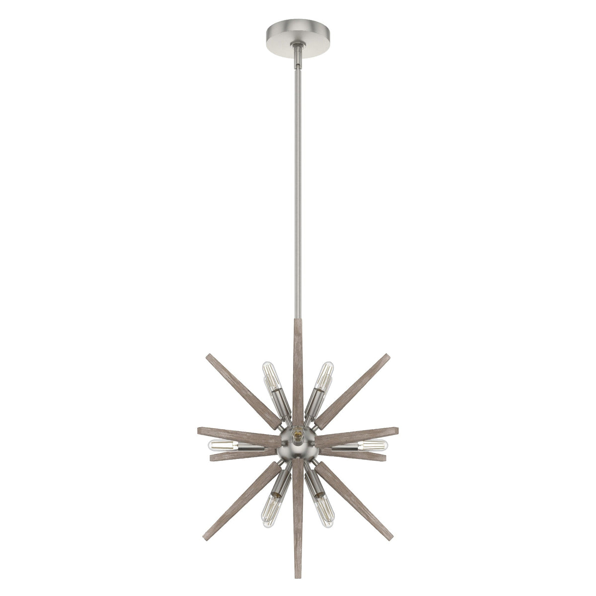 Hunter Jupiter Star 12-Light Brushed Nickel Mid-century Sputnik LED Medium Hanging Kitchen Island Light