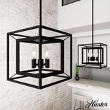 Hunter Doherty 4-Light Natural Iron Industrial Square LED Medium Hanging Convertible Pendant/semi-flush