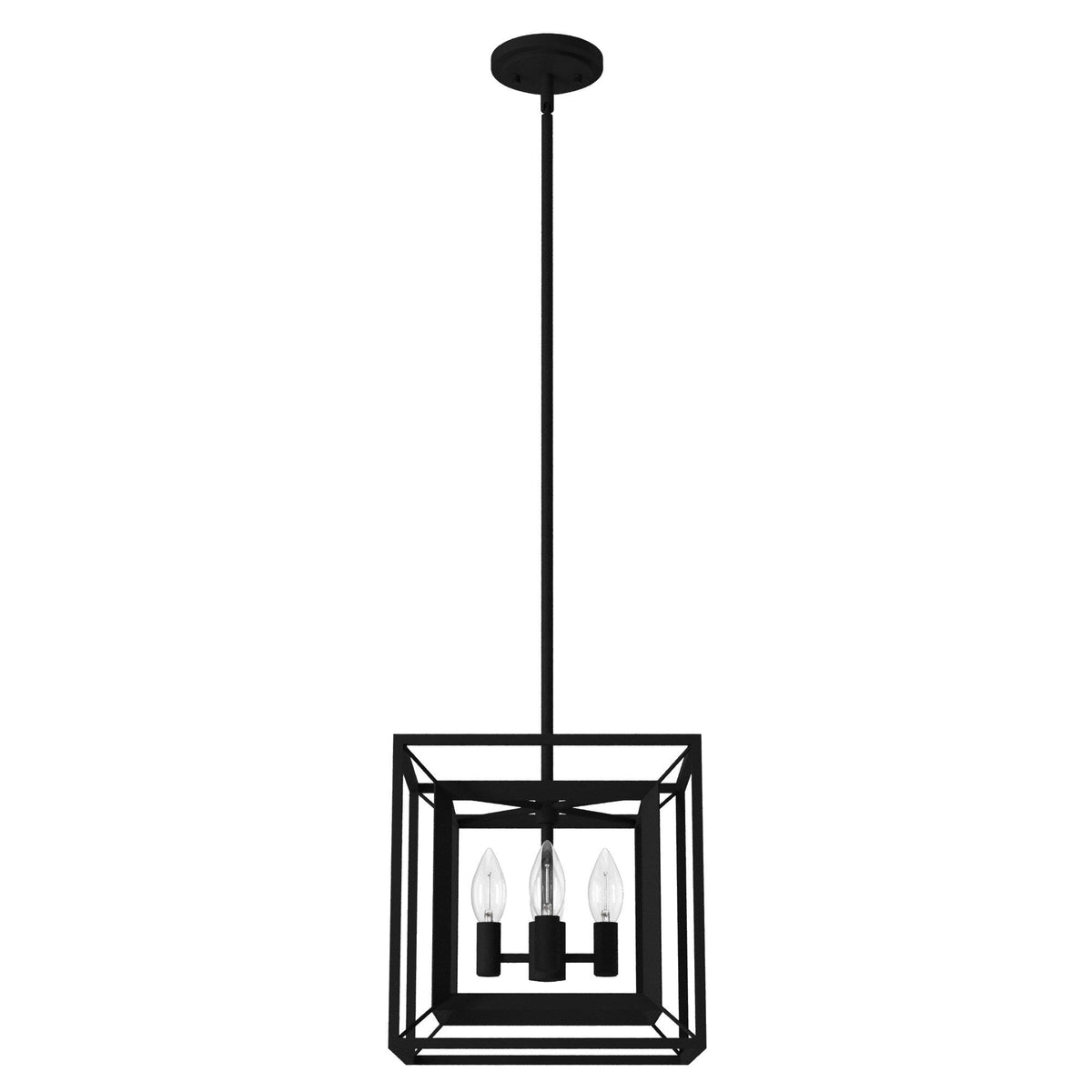Hunter Doherty 4-Light Natural Iron Industrial Square LED Medium Hanging Convertible Pendant/semi-flush